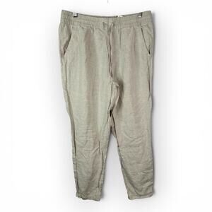 H&M L.O.G.G. Womens Linen Drawstring Jogger Pants Size 8 Beige Casual Boho Beach